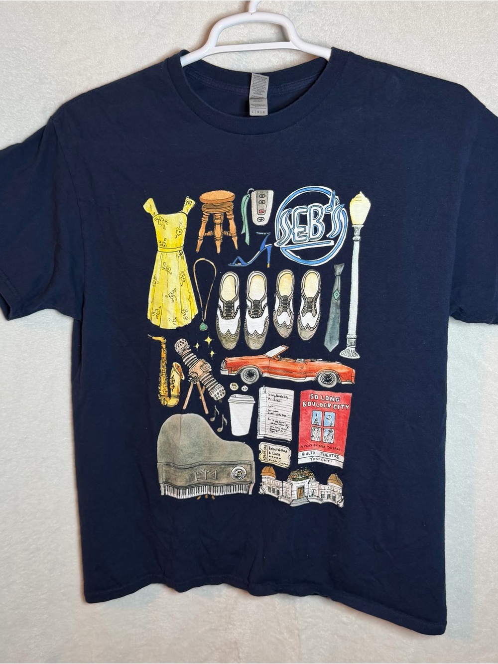 La La Land Graphic Tee - Navy Blue Illustrated Icons